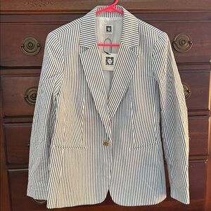 Anne Klein Striped Blazer with Button Detail